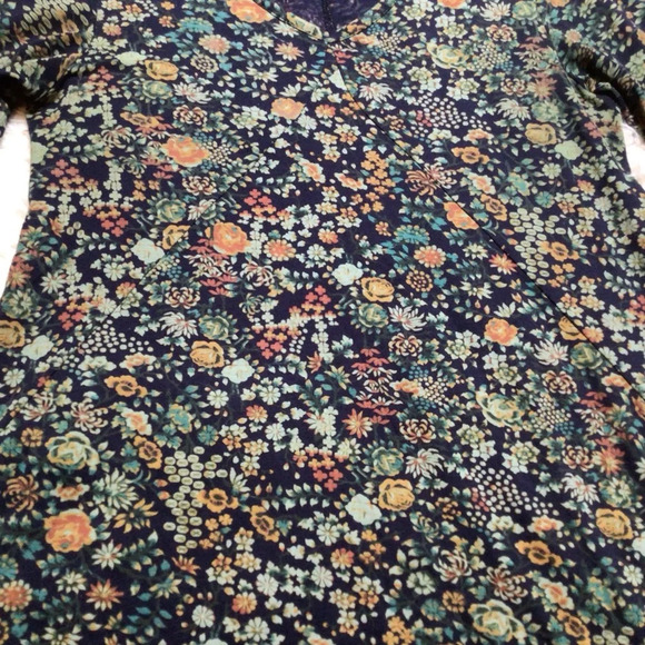 Peruvian Connection Tunic Indigo Rose Pima Bottom Millefiori Botanic Floral XS S - Picture 3 of 8